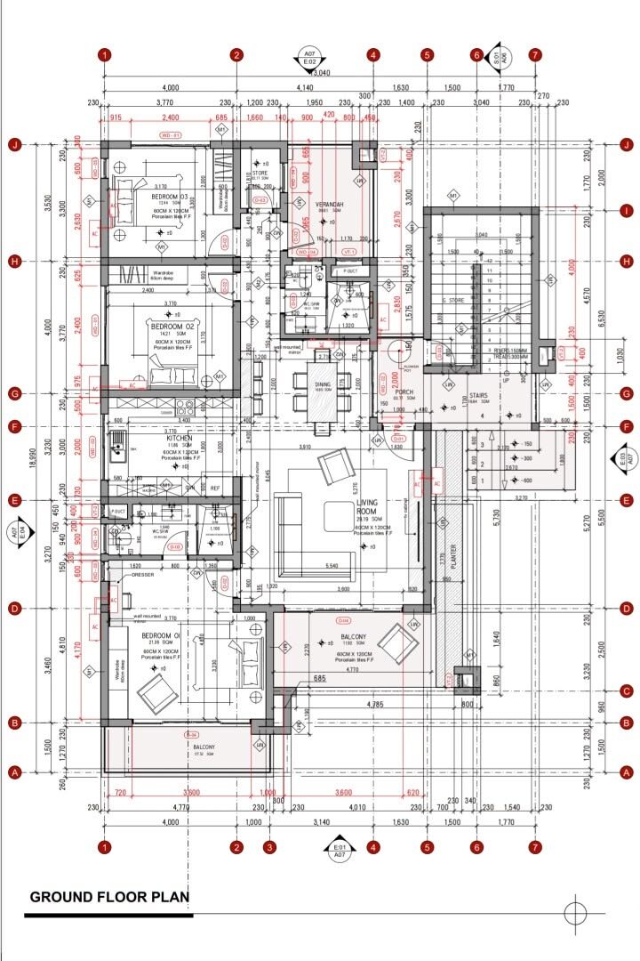 Plan de rez-de-chaussée en CAO